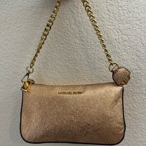 SOLD Michael Kors Rose Gold Handbag with gold chain strap